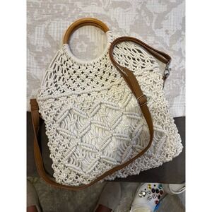 Macramé handbag with crossbody strap EUC